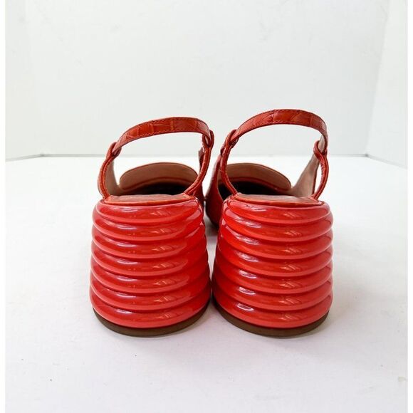 FENDI Orange Rust Runway Croc Effect FF Logo Buckle Slingback Pumps Size… - Picture 13 of 16